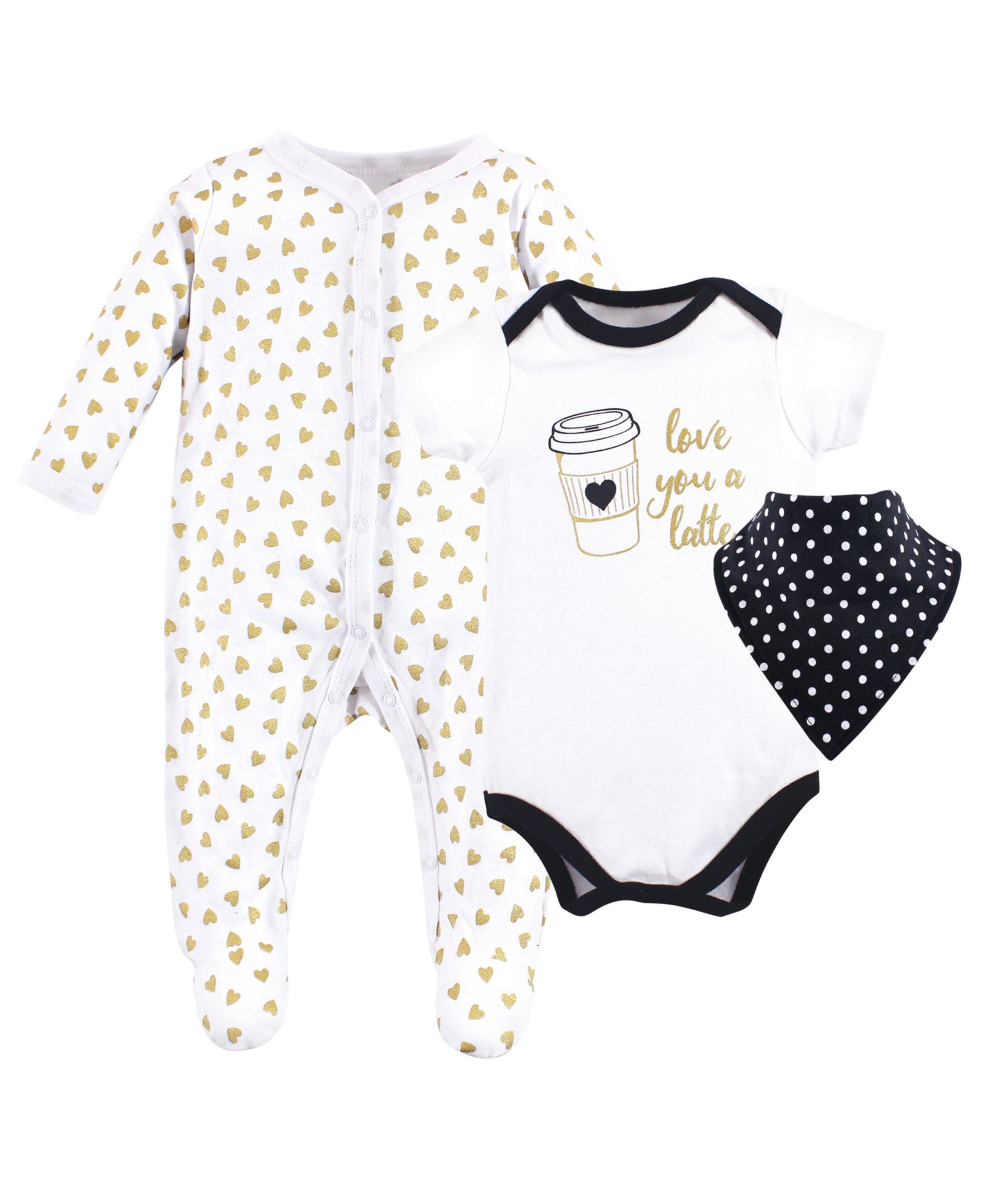 Комплект для новорожденных Hudson Baby Girls Hudson Cotton Sleep and Play, боди и нагрудник