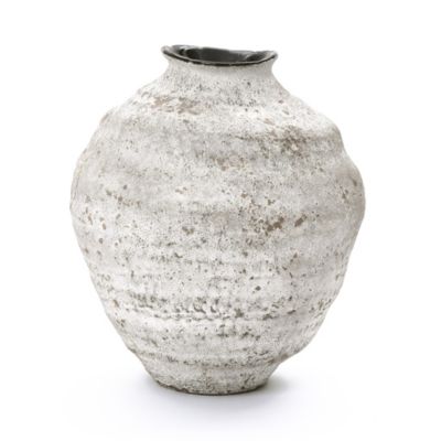 Круглая керамическая ваза LuxenHome 11.54" Rustic Gray, текстурированный декор для дома
