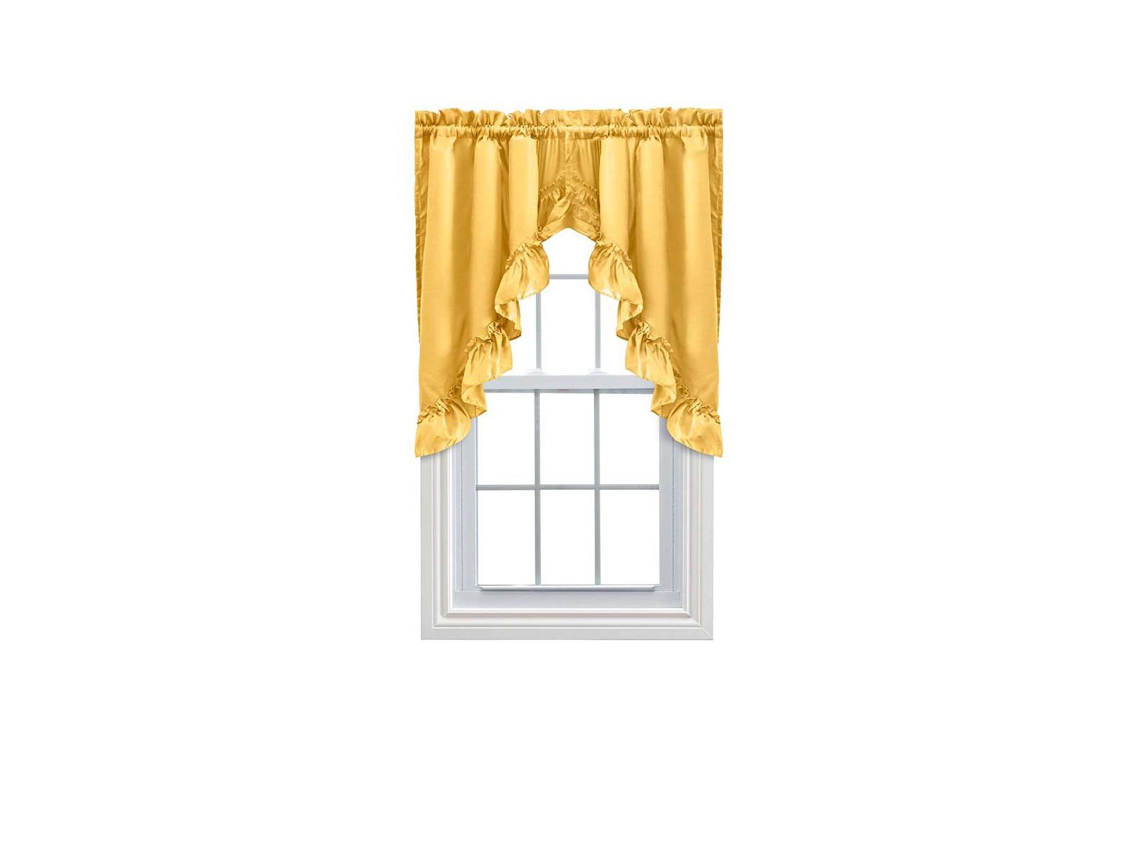 Ellis Stacey 1.5" Rod Pocket High Quality Fabric Solid Color Window Ruffled Swag 60"x38"