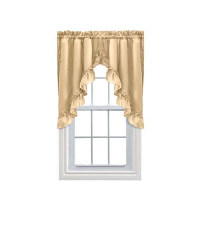 Ellis Stacey Solid Color Window 1.5" Rod Pocket High Quality Fabric Ruffled Swag 60"x38" Almond