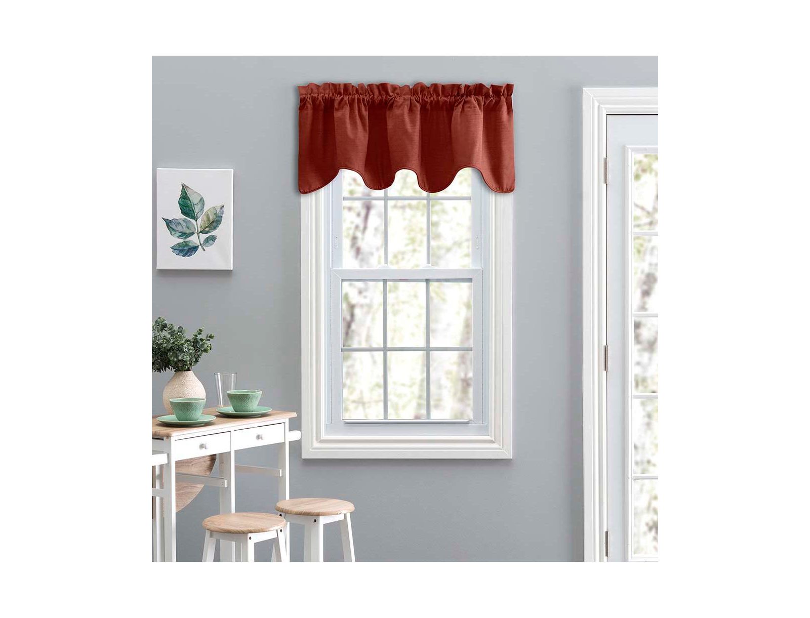 Ellis Curtain Lisa Solid Color Poly Cotton Duck Fabric Lined Scallop Valance