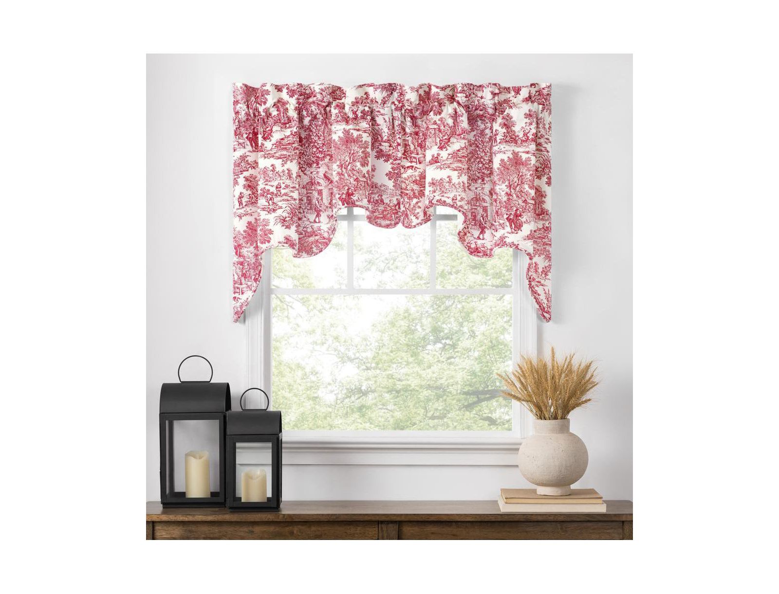 Ellis Curtain Victoria Park Toile 2-Piece Classic Print Window Valance 70" x 28"