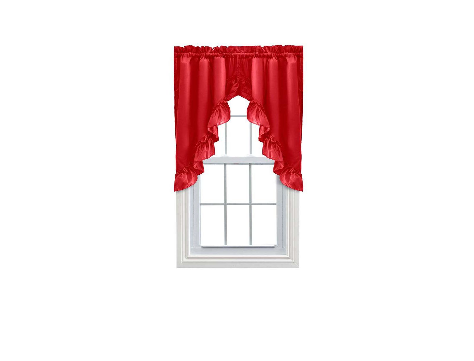 Ellis Curtain Stacey 1.5" Rod Pocket High Quality Fabric Solid Color Window Ruffled Swag Curtain