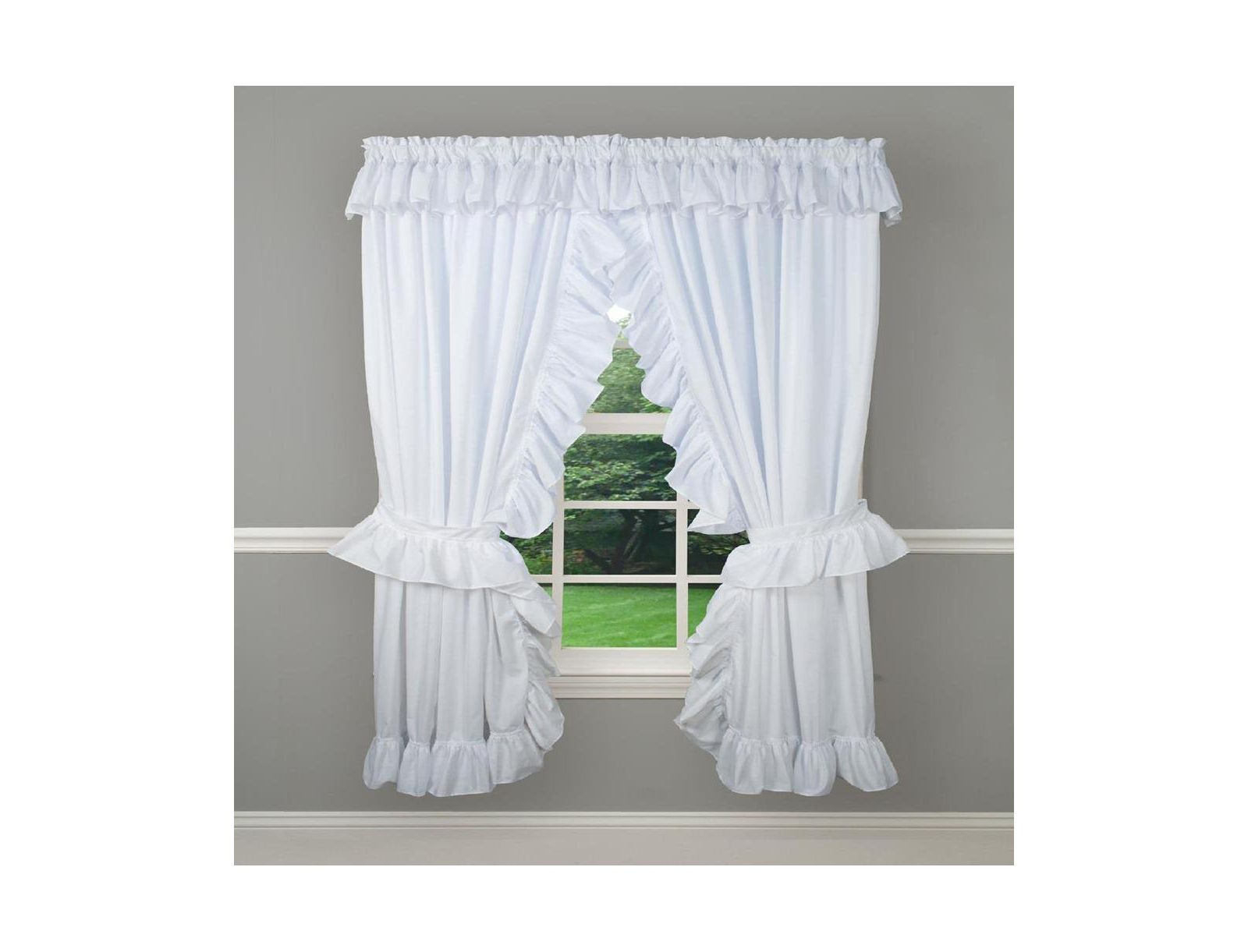 Ellis Curtain 2-Piece Ruffled Priscilla Window Curtain Panel Pair with ties