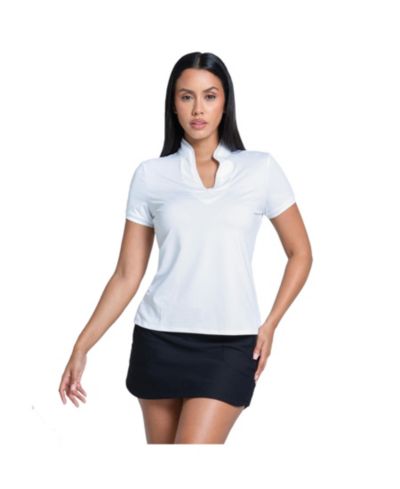 Поло Lucky In Love Women's Pleated Placket Short Sleeve Golf