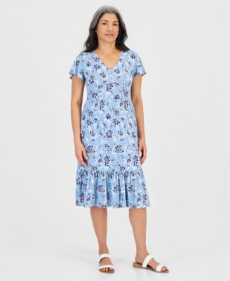 Женское миди-платье Style & Co Petite Printed Knit V-Neck