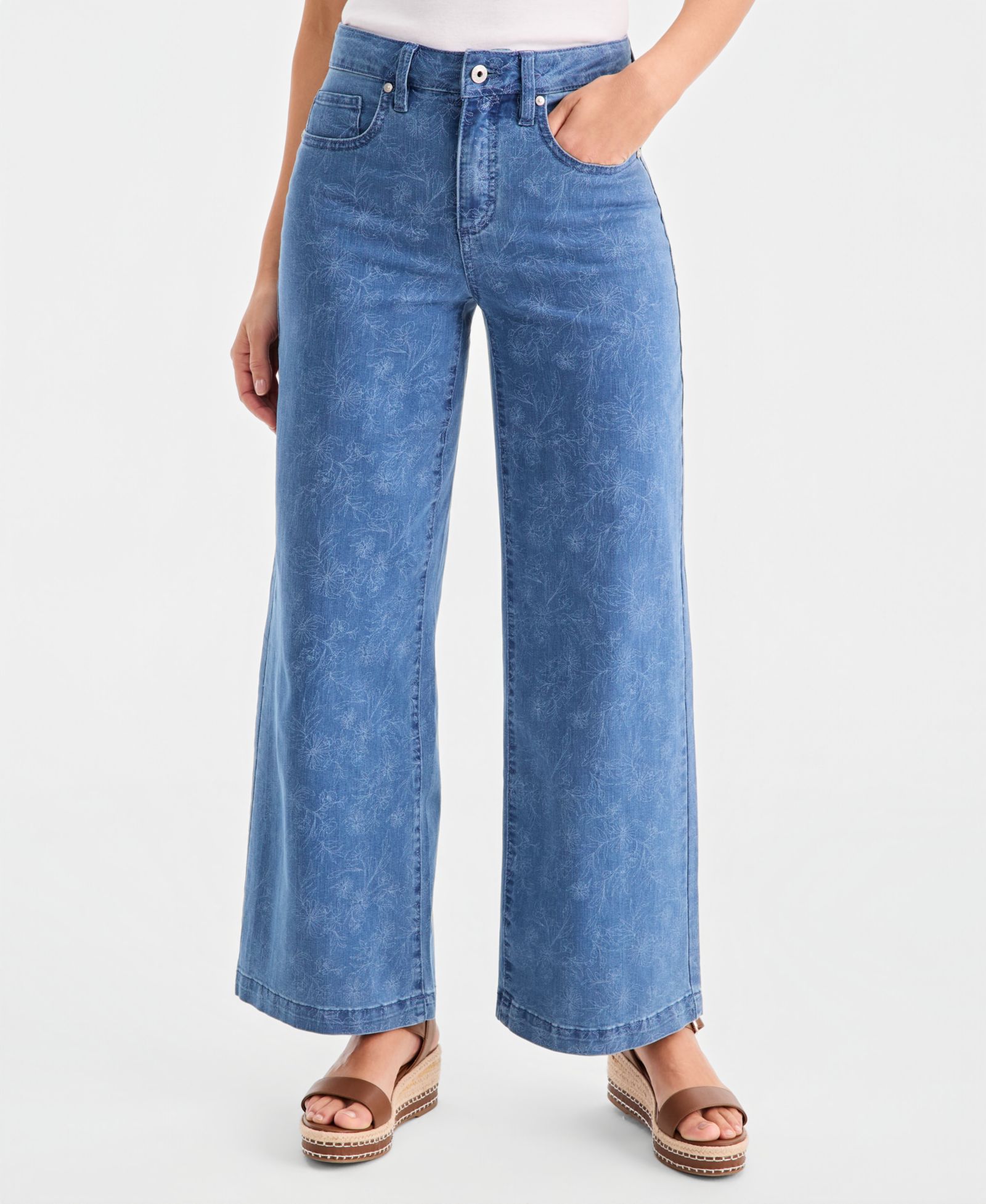 Style & Co Petite High-Rise Printed 5 Pocket Jeans, Macy's Exclusive