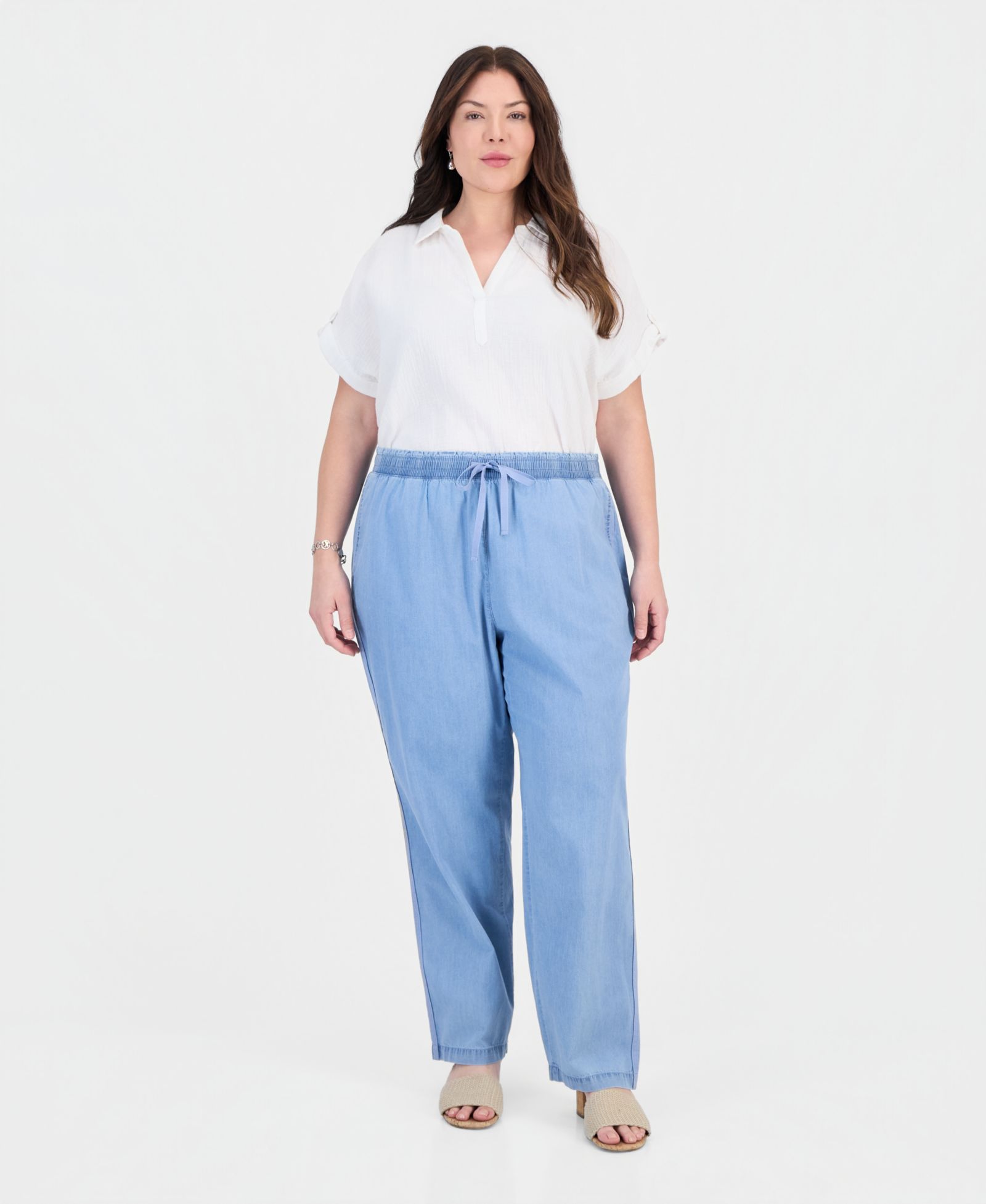Style & Co Plus Size Straight-Leg Pull-On Pants, Macy's Exclusive