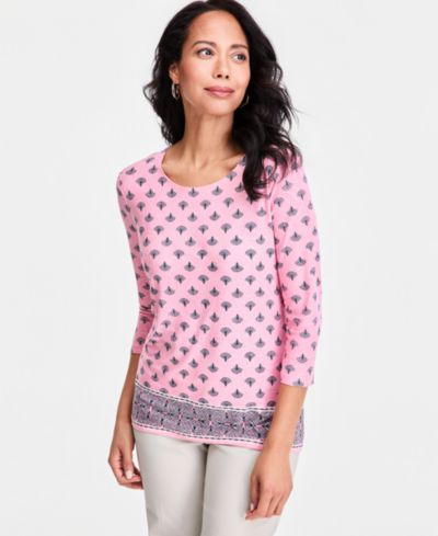 Топ JM Collection Petite Relaxed-Fit Crewneck