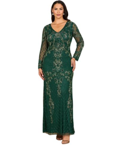Женское вечернее платье Lara Long Sleeve Contrast Beaded Gown