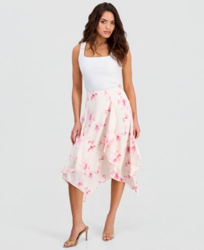 I.N.C. International Concepts Petite Printed Ruffled Midi Skirt, Created for Macy's
