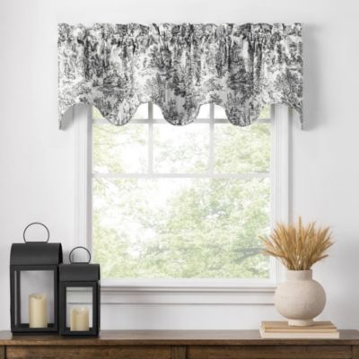 Ellis Curtain Victoria Park Toile High Quality Room Darkening Solid Color Lined Scallop Window Valance - 70 x 15