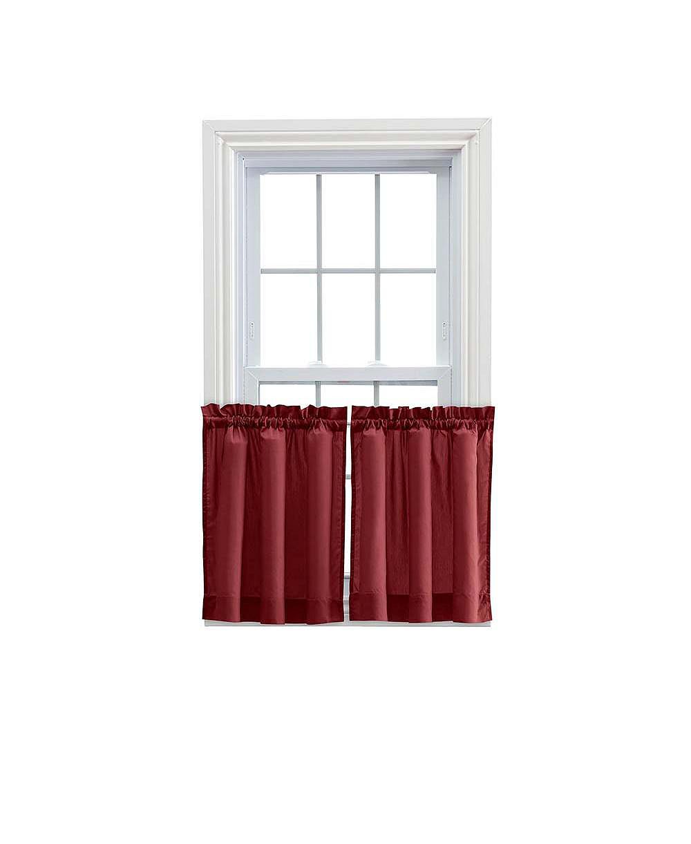 Ellis Stacey 1.5" Rod Pocket High Quality Fabric Solid Color Window Tailored Tier Pair Merlot