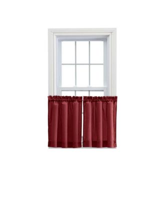 Ellis Stacey 1.5" Rod Pocket High Quality Fabric Solid Color Window Tailored Tier Pair Merlot