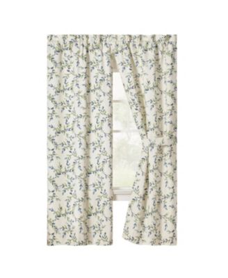 Ellis Vintage Exclusive Medium Scale Printed Vine Pattern 1.5" Rod Pocket Tailored Pair with Ties