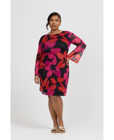 FASHION-SZN CURVE Women's Bold Floral Print Mini Dress