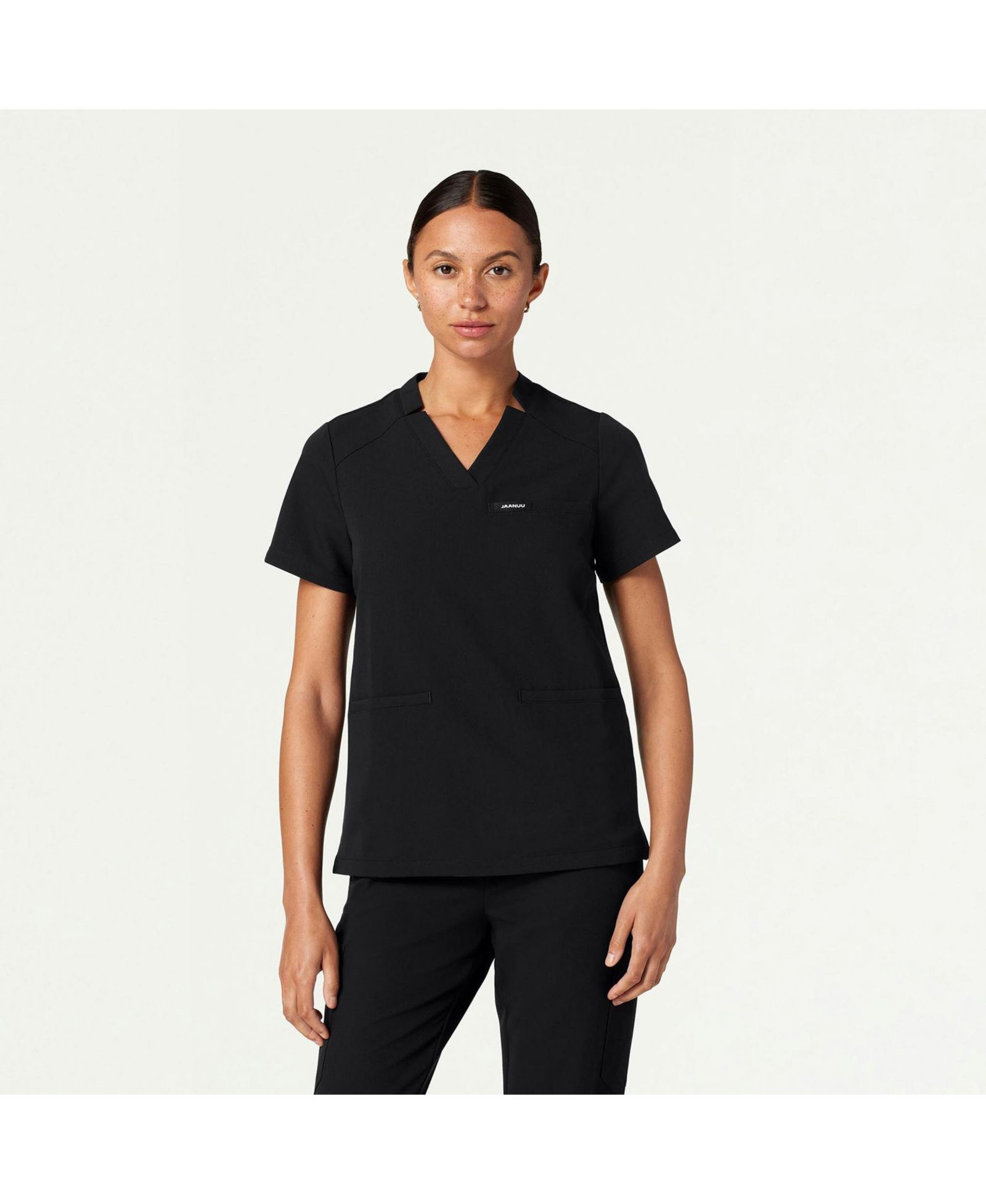 Jaanuu Women's Helia 3-Pocket Classic Notched V-Neck Scrub Top