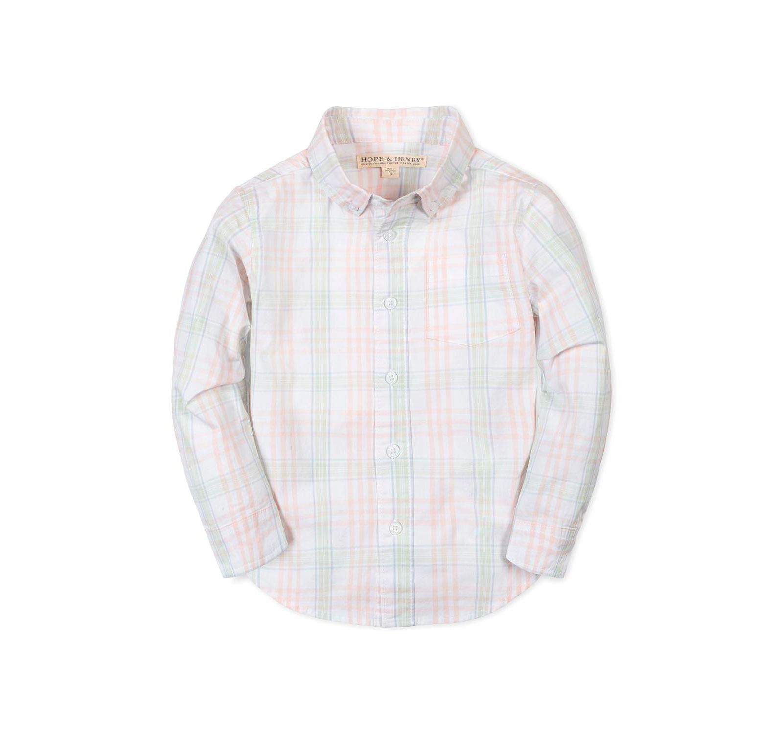 Hope & Henry Hope and Henry Little and Big Boys' Organic Long Sleeve Stretch Poplin Shirt