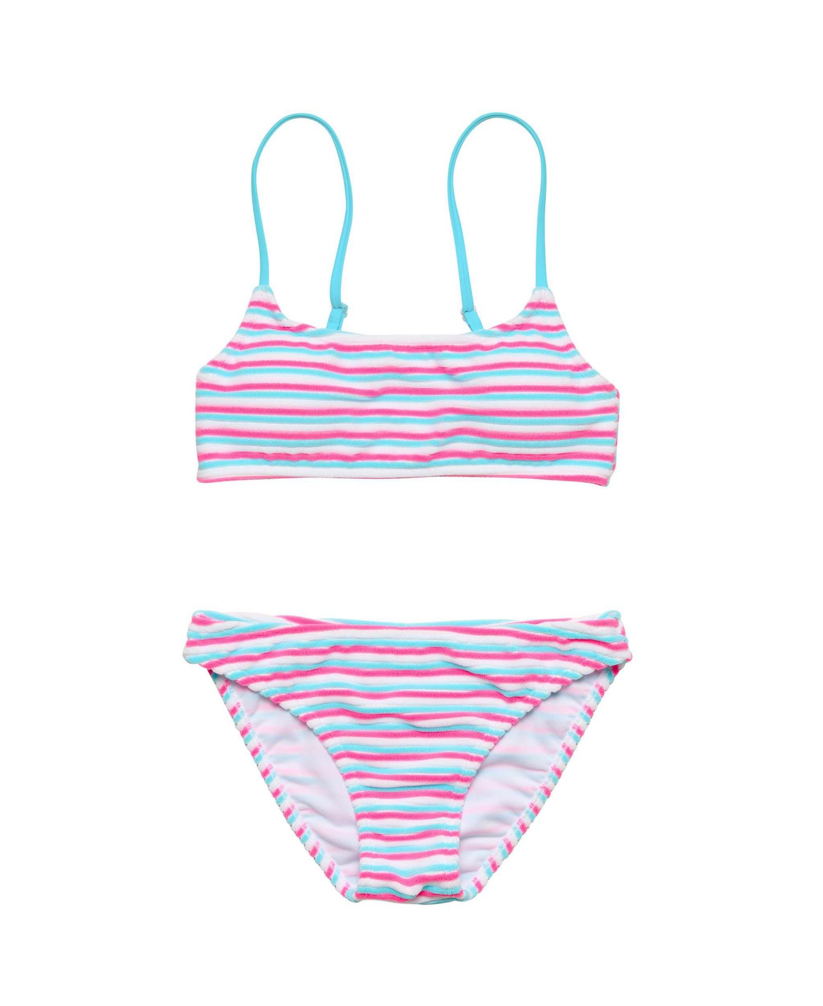Snapper Rock Big Girls Sorbet Stripe Teen Crop Bikini
