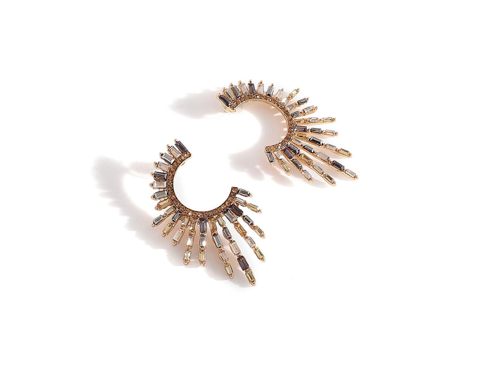 Серьги SOHI Women's Gold Embellished Rays Drop