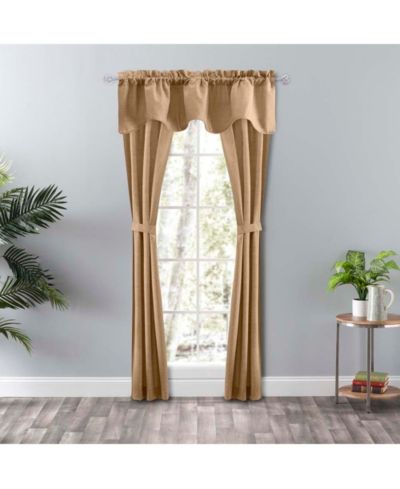 Ellis Curtain Lisa Solid Color Poly Cotton 3" Rod Pocket Duck Fabric Lined Scallop Valance 58" x 15"