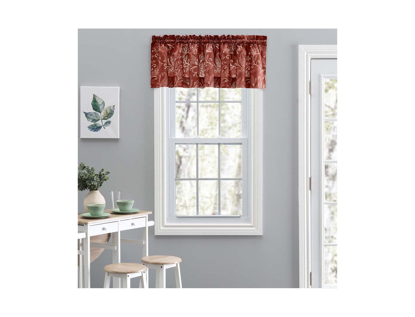 Занавеска Ellis Curtain Lexington Leaf Pattern Tailored Valance 58"x15" Brick