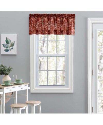 Ellis Curtain Lexington Leaf Pattern on Colored Ground Tailored Valance 58"x15" Brick