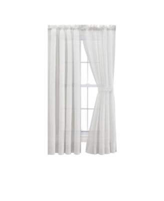 Ellis Curtain Cotton Voile 1.5" Rod Packet Tailored Curtain Panel Pair for Windows 80" x 63"