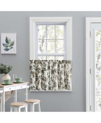 Ellis Curtain Madison Floral Design Printed Natural Ground 1.5" Rod Pocket Tailored Tier
