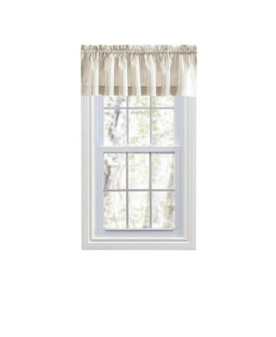 Декоративная занавеска Ellis Curtain Plaza Classic Ticking Stripe Printed on Natural Ground 1.5" Rod Pocket Tailored Valance 58" x 15" Tan