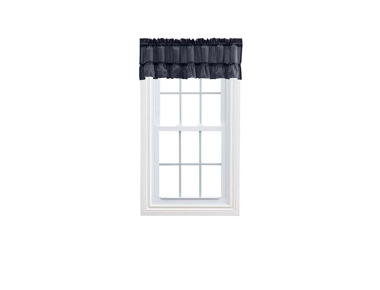Ellis Stacey 1.5" Rod Pocket High Quality Fabric Solid Color Window Ruffled Filler Valance 54"x13" Navy