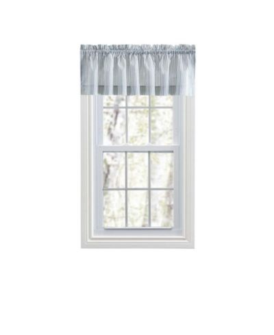 Ellis Curtain Plaza Classic Ticking Stripe Printed on Natural Ground 1.5" Rod Pocket Tailored Valance 58" x 15