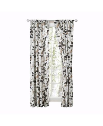 Ellis Curtain Magnolia Lined 3" Rod Pocket Curtain Panel Pair with Tiebacks