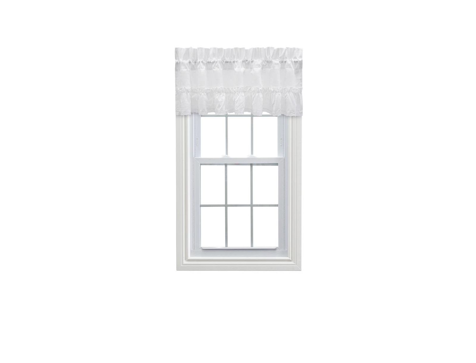 Ellis Curtain Madelyn Ruffled Victorian 1.5" Rod Pocket Valances for Windows 60" x 16" White