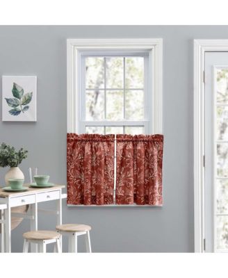 Ellis Curtain Lexington Leaf Pattern on Colored Ground Curtain Tiers Brick