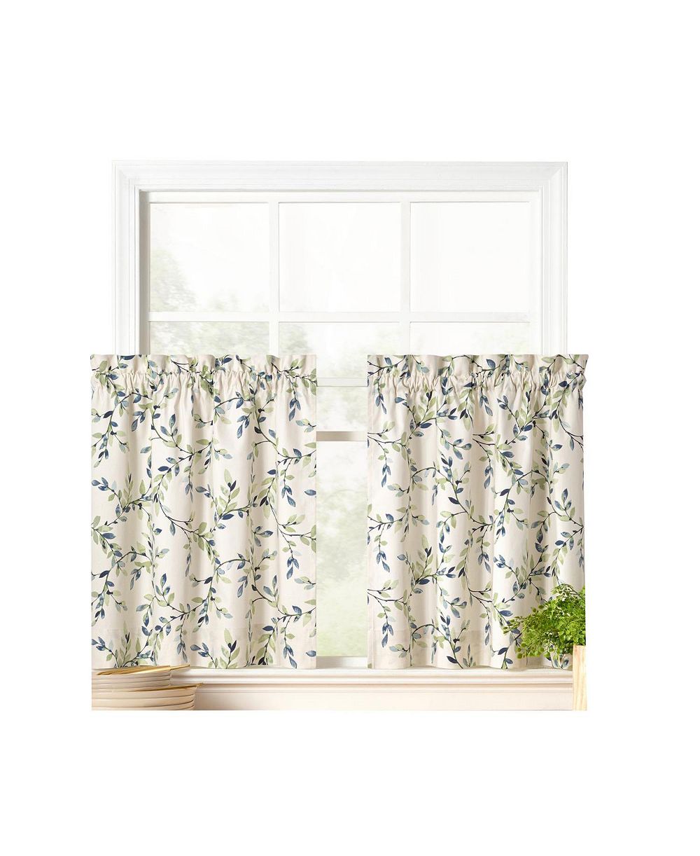 Ellis Curtain Vintage Stylish Medium Scale Printed Vine Pattern 1.5" Rod Pocket Tier