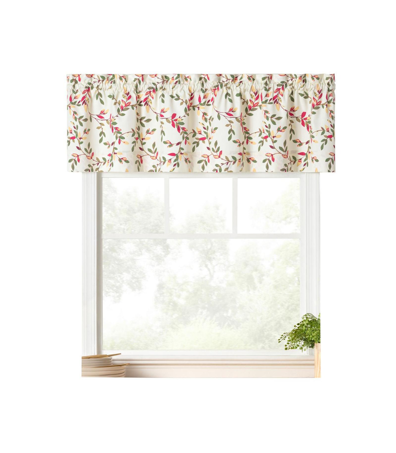 Занавеска Ellis Vintage Stylish Medium Scale Printed Vine Pattern 1.5" Rod Pocket Tailored Valance Pecan