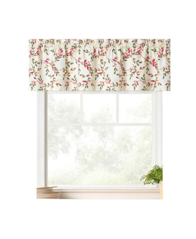 Ellis Vintage Stylish Medium Scale Printed Vine Pattern 1.5" Rod Pocket Tailored Valance Pecan