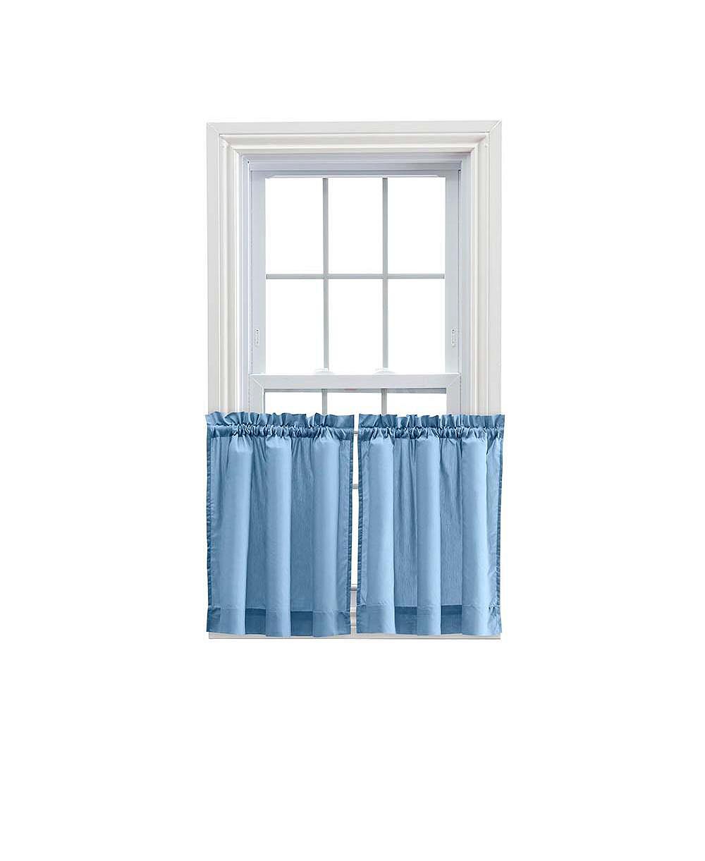 Ellis Curtain 1.5" Rod Pocket High Quality Fabric Solid Color Window Tailored Tier Pair Slate
