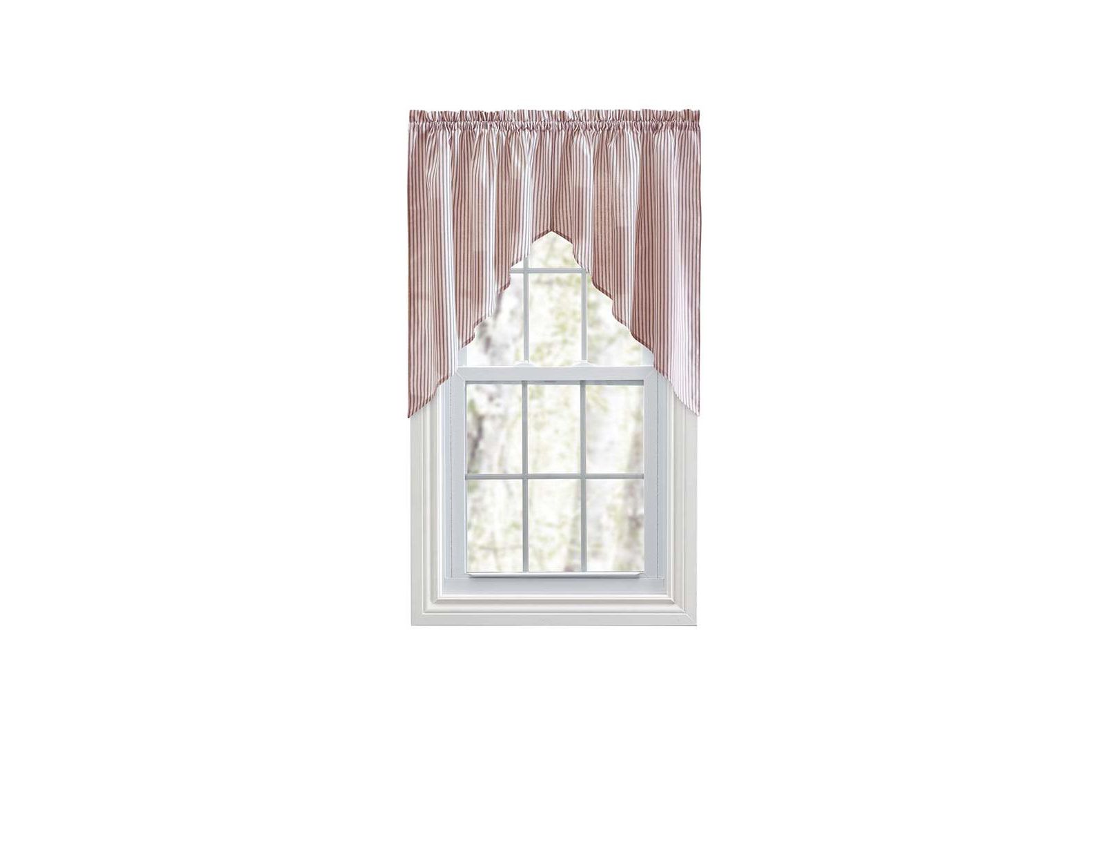 Шторы Ellis Curtain Plaza Classic Ticking Stripe, кирпичный цвет, 56" x 36"