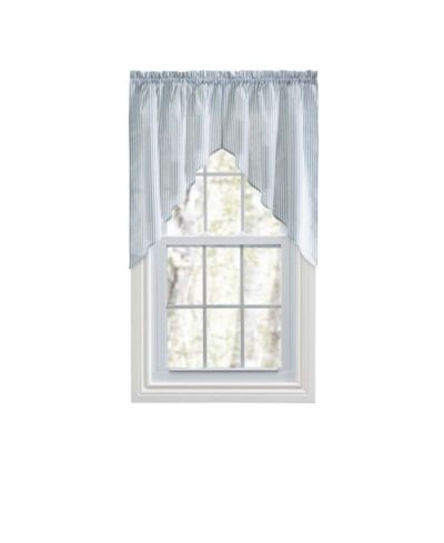 Ellis Curtain Plaza Classic Ticking Stripe Printed on Natural Ground 1.5" Rod Pocket Tailored Swag 56" x 36"