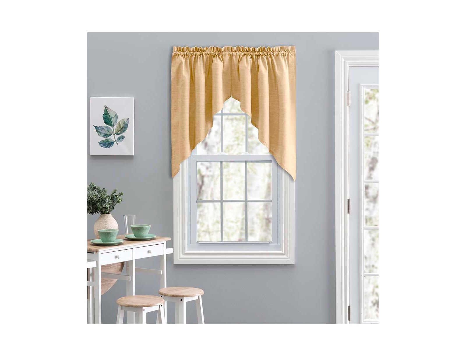 Штора Ellis Curtain Lisa Solid Color Poly Cotton Duck Fabric Tailored Swag 56" x 36" Butter