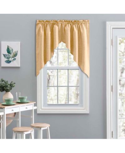 Ellis Curtain Lisa Solid Color Poly Cotton Duck Fabric Tailored Swag 56" x 36" Butter
