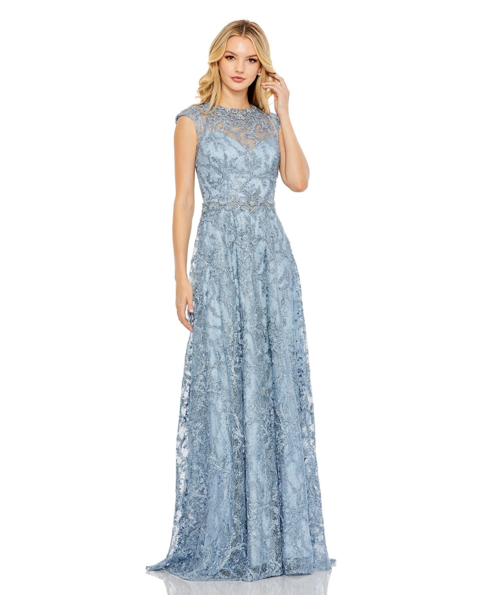 Mac Duggal Женский Tiered Floral Print Cut-Out Chiffon Gown