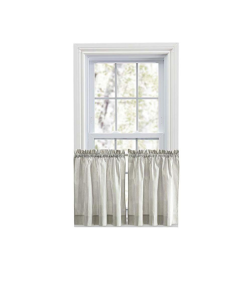 Шторы Ellis Curtain Plaza Classic Ticking Stripe, 1.5" Rod Pocket, Sage