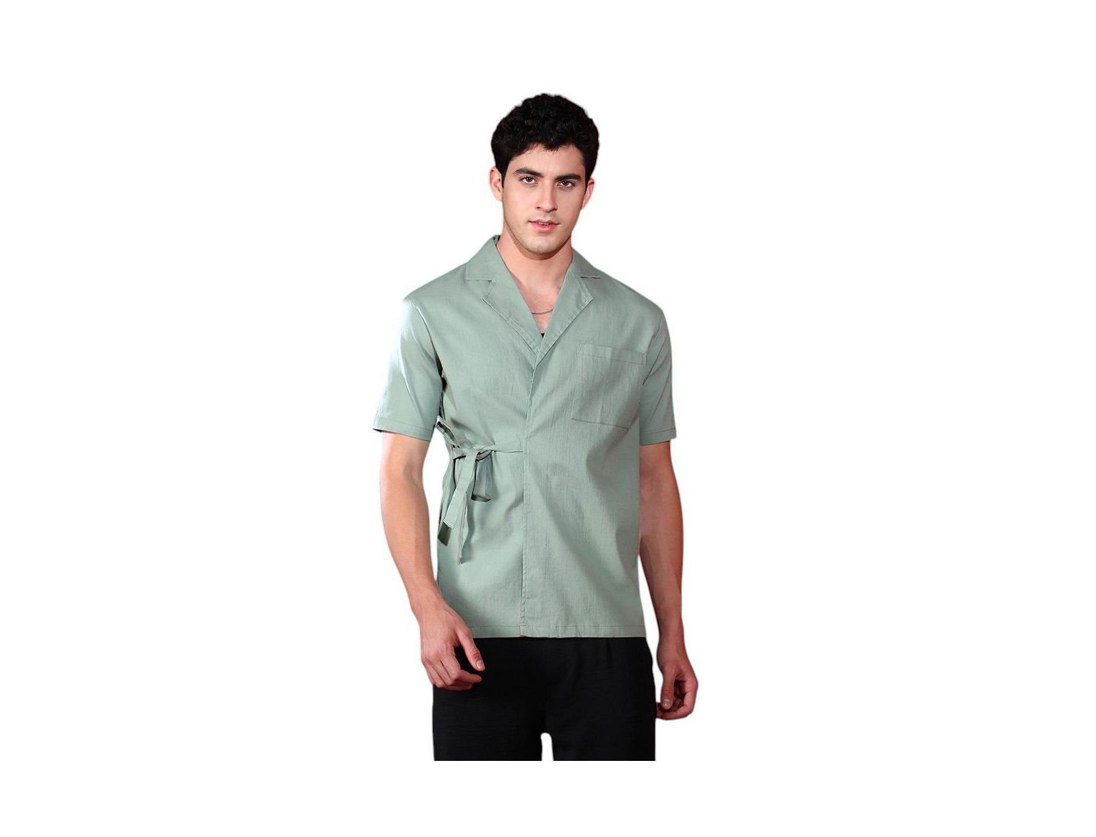 Мужская рубашка Campus Sutra Sage Green Korean Wrap