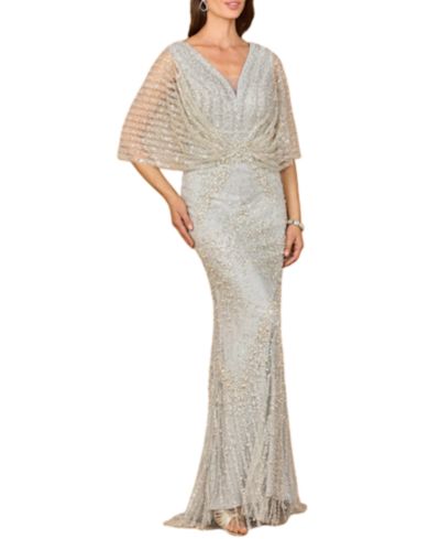 Lara Women's Cape Sleeve Mermaid Gown