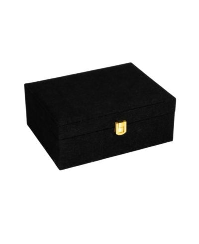 Household Essentials Faux Leather 2-Layer Jewelry Organizer Box with Clasp Closure, Caramel Color