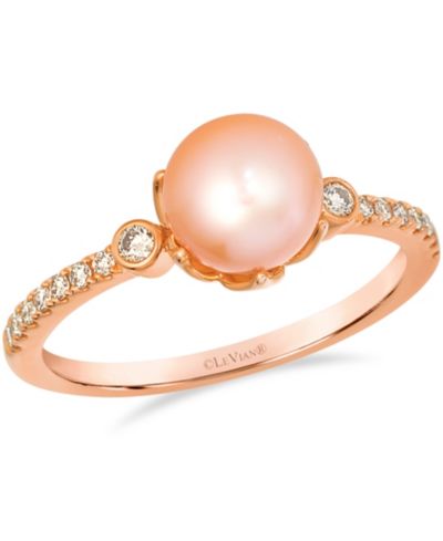 Кольцо Le Vian Freshwater Pearl (7-8mm) & Nude Diamond (0.18 ct. t.w.) в золоте 14k Strawberry Gold