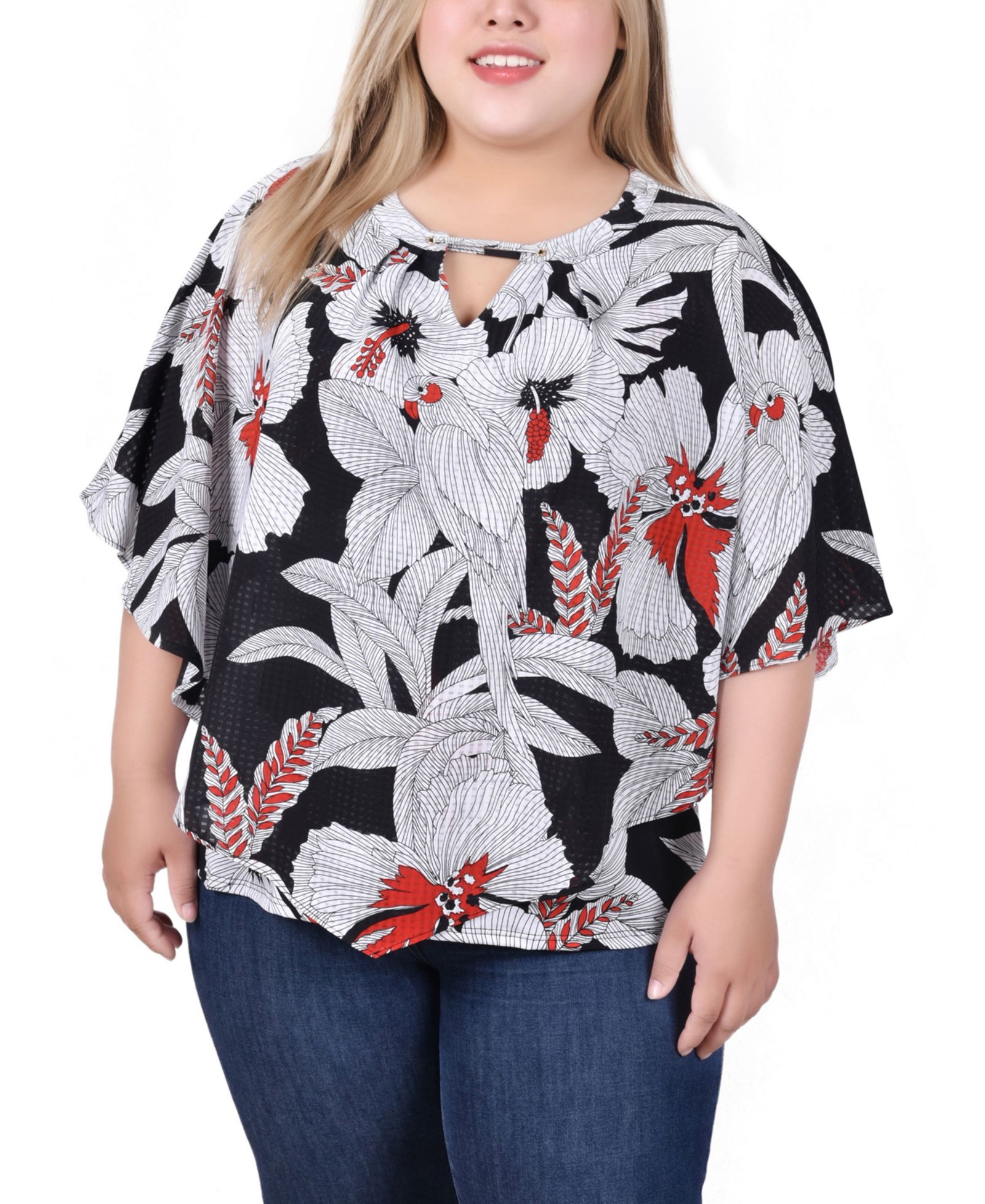 Женский пончо-топ NY Collection Plus Size Elbow Sleeve